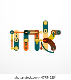 Vector letter logo created with colorful connected line elements. Abstract geometric design