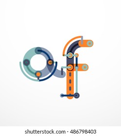Vektor-Brief-Logo erstellt mit bunten, miteinander verbundenen Linien Elemente. Abstraktes geometrisches Design