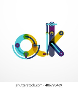 Logotipo de letra vectorial creado con elementos de línea conectados de colores. Diseño geométrico abstracto