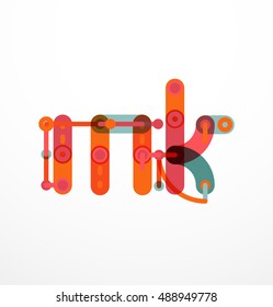 Logotipo de letra vectorial creado con elementos de línea conectados de colores. Diseño geométrico abstracto