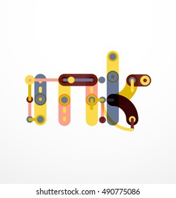 Vector letter logo created with colorful connected line elements. Abstract geometric design