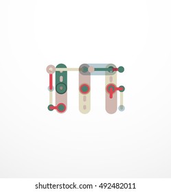 Vector letter logo created with colorful connected line elements. Abstract geometric design