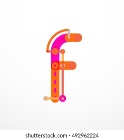Logotipo de letra vectorial creado con elementos de línea conectados de colores. Diseño geométrico abstracto