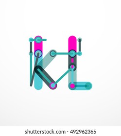 Vector letter logo created with colorful connected line elements. Abstract geometric design