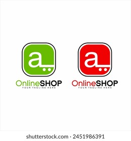 Vector letter A logo design with shopping cart concept. Can be used for identity and online shop applications.