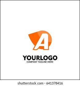 Vector letter A logo icon orange color design template