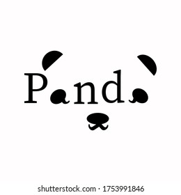 Vector letter logo panda. Black, monochrome symbol, icon for graphic design, web, app, print