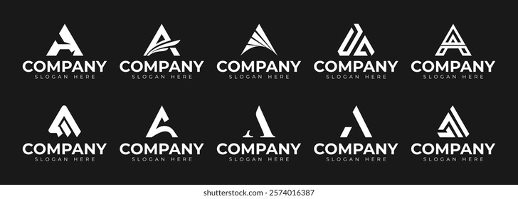 vector letter a logo premium template bundle