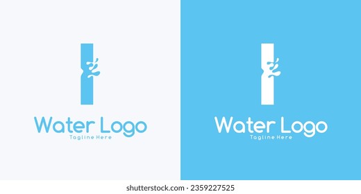 Vector Letter I logo splash water wave logo design concept