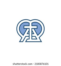 Vector letter A logo template with cross and heart elements, Perfect to use for church, community or related logos.