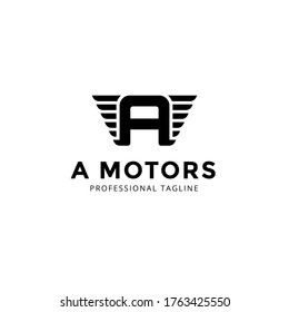 Vector Letter A logo templates isolated on white background. Modern Wing Design. 