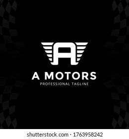 Plantillas de logotipo de letras vectoriales aisladas en fondo negro. Diseño De Ala Moderna. 