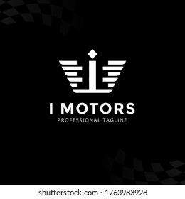 Vector Letter I logo templates isolated on black background. Modern Wing Design. 
