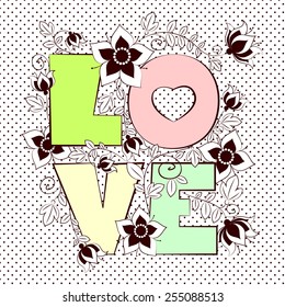 vector letter love. Wedding card. Valentines background