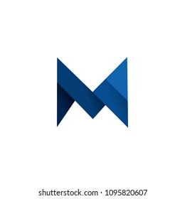 Vector letter M 3D concept logo blue