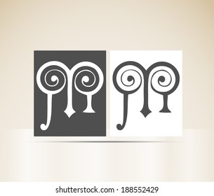 Vector letter M art deco alphabet 