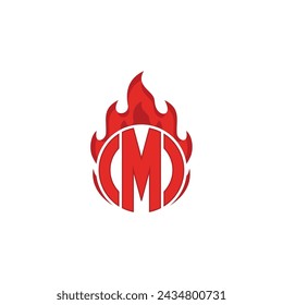 Vector letter M circle of fire logo design template inspiration, vector illustration.