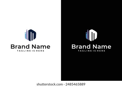 vector letter M digital geometric tech logo