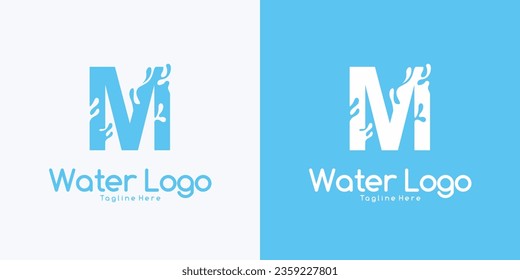 Vector Letter M logo splash water wave logo design concept