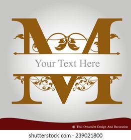 Vector of Letter M in the old vintage style. ABC concept type as logo. Typography design