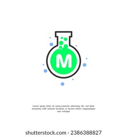 vector letter M on lab icon design template illustration