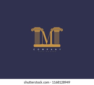 Vector Letter M with Pillars Design Logo