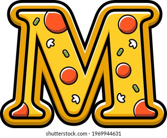 vector letter M. pizza fast food
