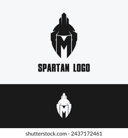 Vector letter M spartan logo design template inspiration, vector illustration.