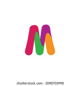 Vector letter M symbol designed with oval, smooth lines.