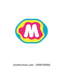 Vector letter M symbol designed with oval, smooth lines.
