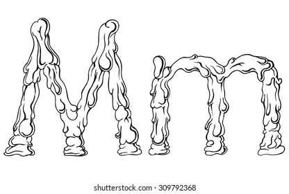 Vector letter M of water - isolated line drawing