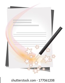 Vector letter with magic wand and transparent stars