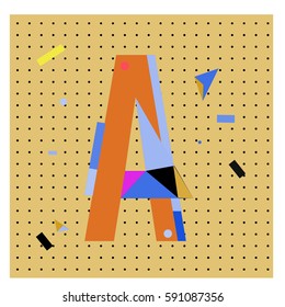 Vector Letter A Memphis style geometrical color outline latin font. Graphical decorative type