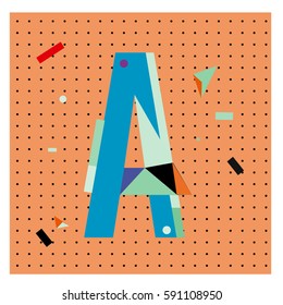Vector Letter A Memphis style geometrical color outline latin font. Graphical decorative type