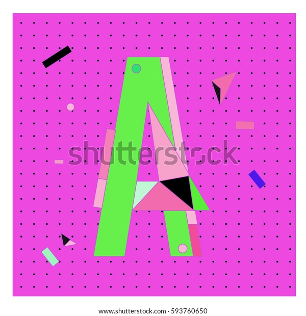 Vector Letter Memphis Style Geometrical Color Stock Vector (Royalty ...