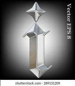 Letra vectorial i del alfabeto gótico metálico. Colección de tipos de letra de metal en mayúsculas 8