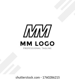Plantillas de logotipo de letra vectorial MM aisladas en fondo negro blanco. Diseño Moderno Vinculado. 