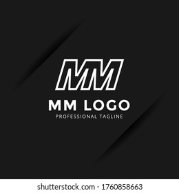 Vector Letter MM logo templates isolated on black background. Modern Linked Design. 