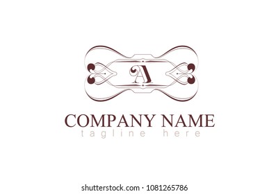 Vector Letter A Monogram Identity Concept In Frame Vintage.