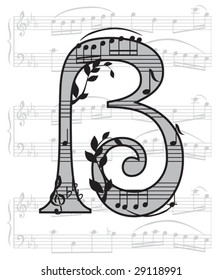 Vector letter with music for design