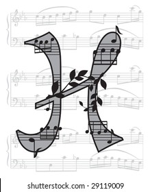 Vector letter with music for design