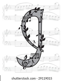 Vector letter with music for design