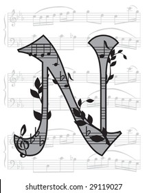 Vector letter with music for design