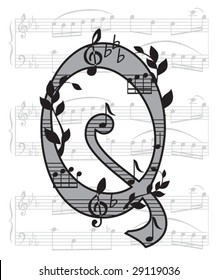 Vector letter with music for design