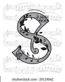 Vector letter with music for design