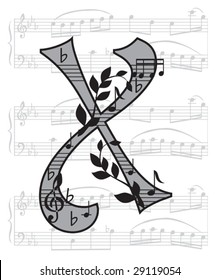 Vector letter with music for design