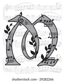 Vector letter with music for design