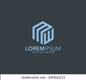 Vector letter MW logo. hexagon logo