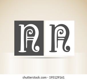 Vector letter N art deco alphabet retro sign vintage design