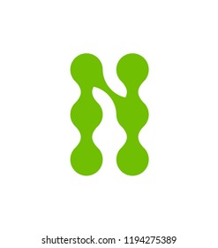 Vector letter N. Digital style symbol design. Font element. Alphabet logo. Monogram template.